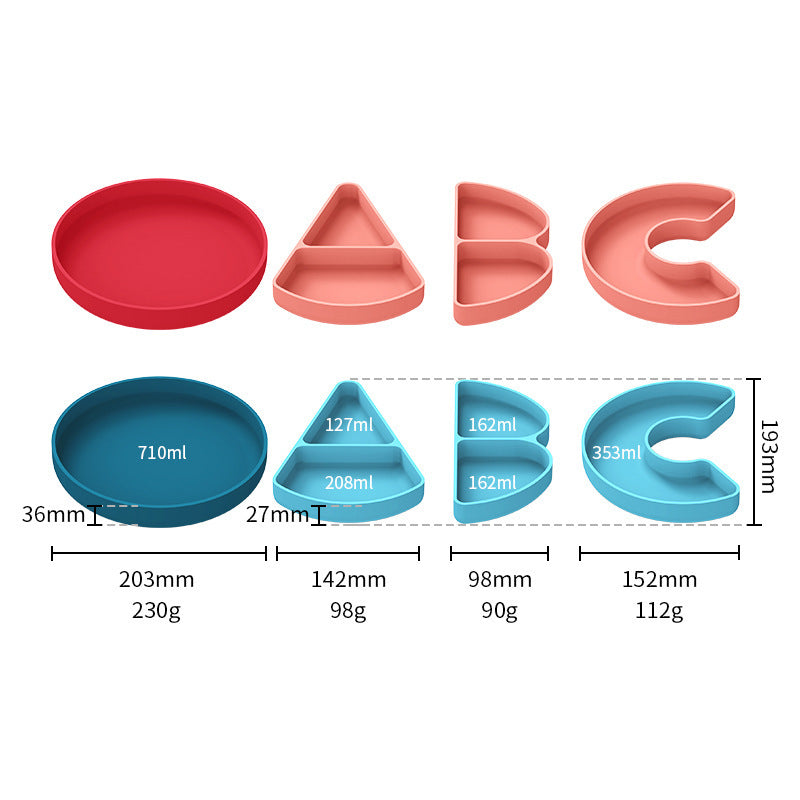 Custom Cross-border Creative Divided Suction Plate, Kids Plate, Baby Feeding Tableware, Complementary Food Bowl, Divided Dinner Plate