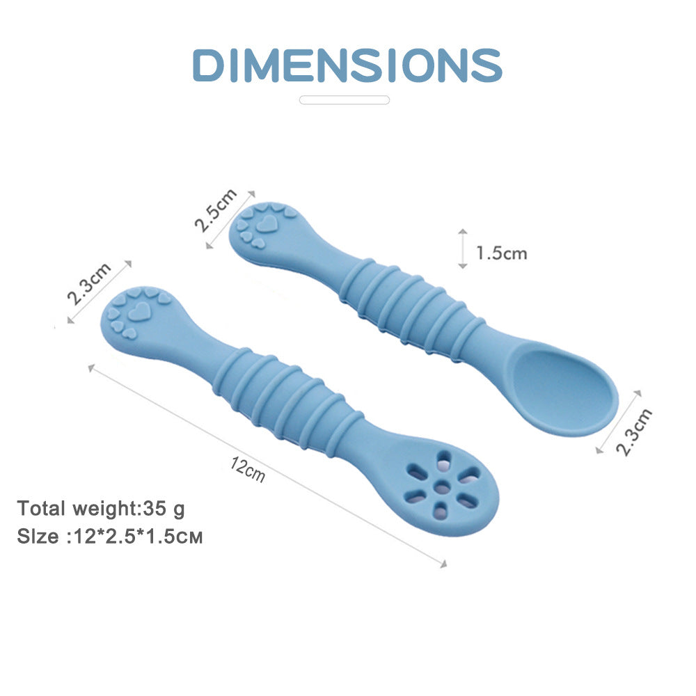 Cross-border Hot-selling Baby Spoons, Baby Food Supplement Tableware, Anti-choking Silicone Spoons & Forks for Feeding Liquid Food, In Stock Wholesale