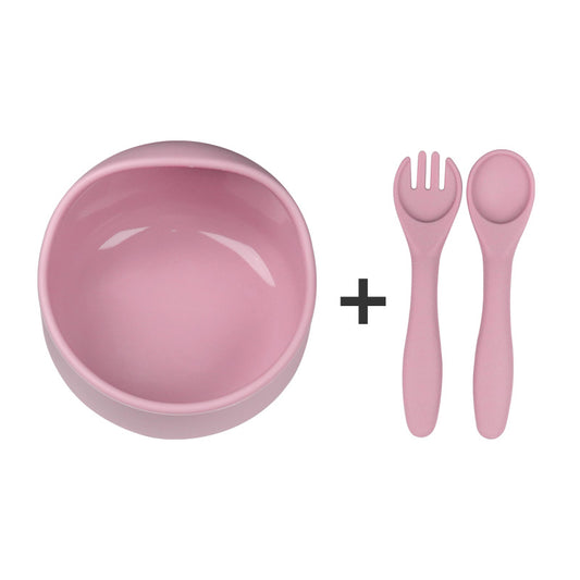 Large Snail-shaped Silicone Baby Bowl, Children Tableware Set including Anti-slip Suction Food Bowl, Baby Fork & Spoon and Silicone Plate