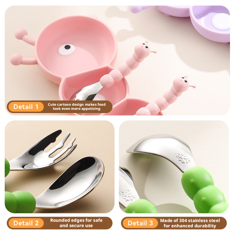 Food-grade Silicone Plate for Kids, Maternity & Baby Product, Caterpillar-shaped Divided Food Plate for Baby Complementary Feeding