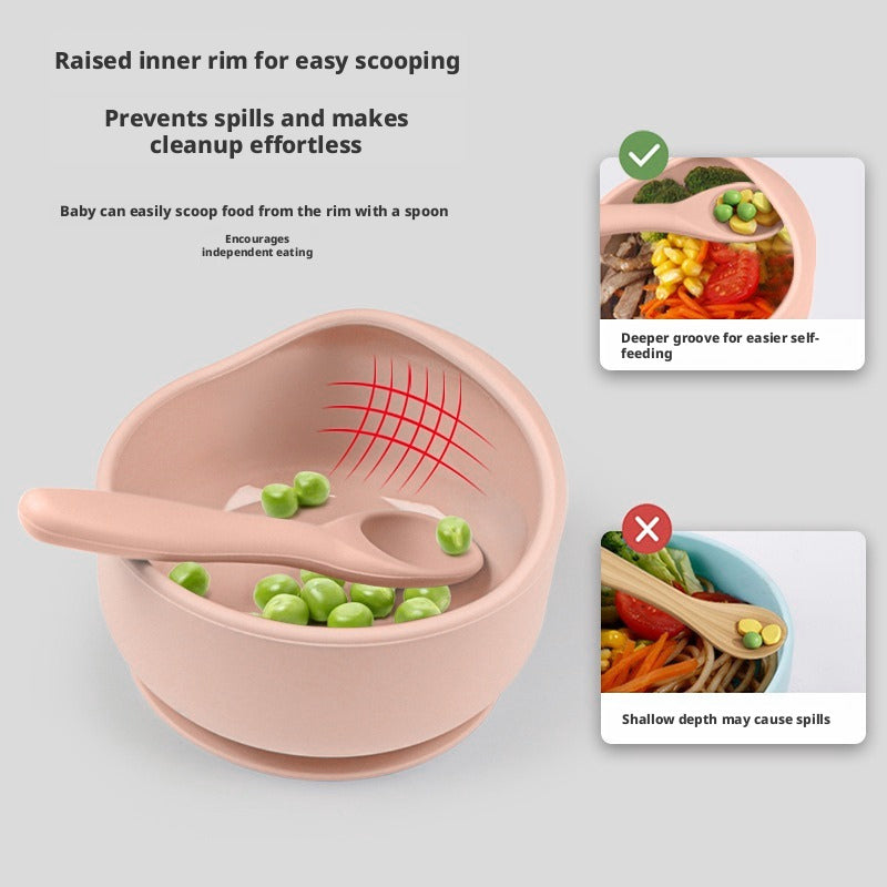 Large Snail-shaped Silicone Baby Bowl, Children Tableware Set including Anti-slip Suction Food Bowl, Baby Fork & Spoon and Silicone Plate