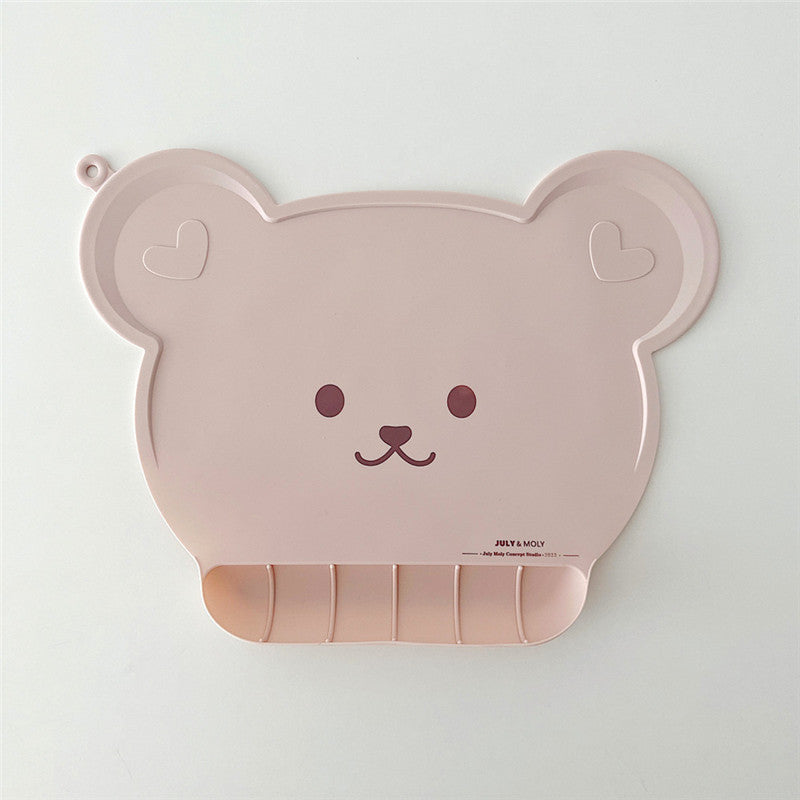 Korean Ins Style Bear Silicone Baby Placemat, Waterproof Portable Infant Feeding Bib, Heat Insulation Kids Dining Mat