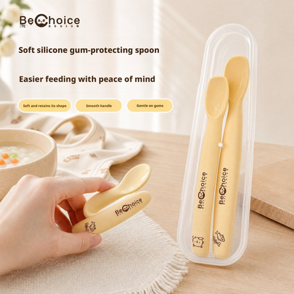 Food‑Grade Silicone Baby Feeding Spoon, Soft Gum‑Friendly Spoon for Infant, Self‑Feeding Training Spoon for Kids