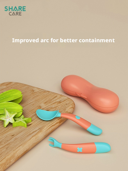 Baby Spoon & Fork Set with Storage Case, Toddler Self‑Feeding Utensils