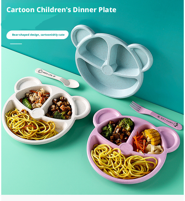Bear Shaped Divided Plate Kids Tableware Set