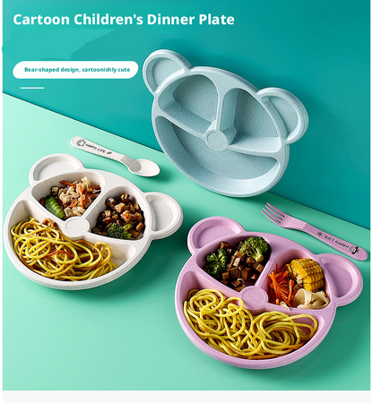Bear Shaped Divided Plate Kids Tableware Set