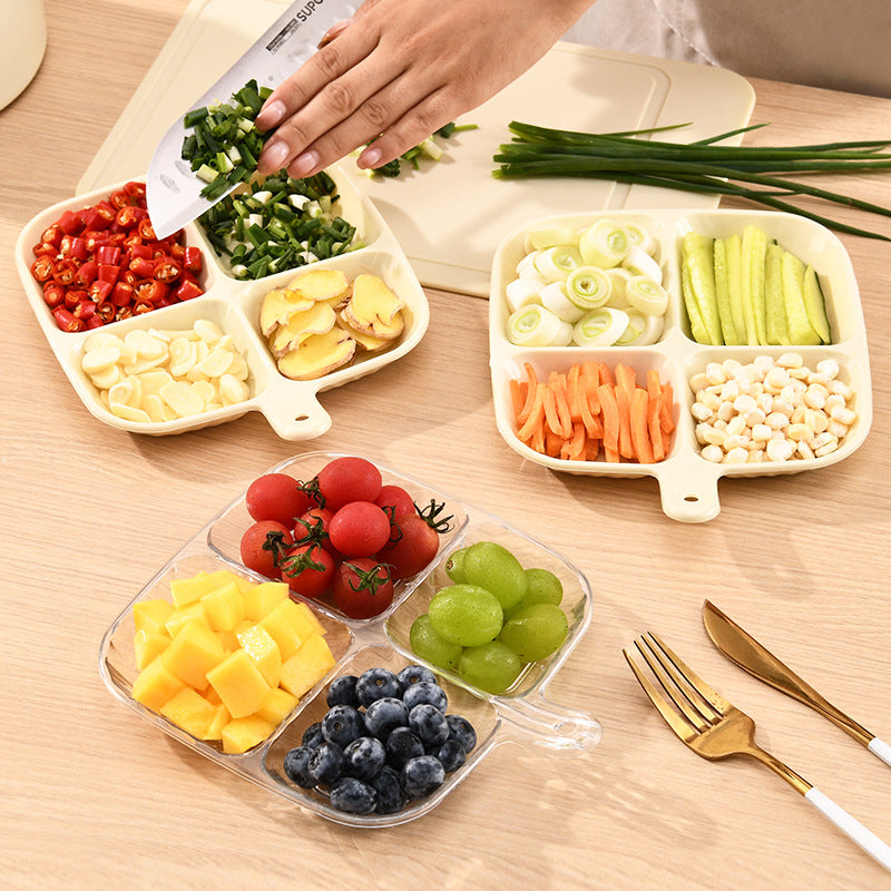 4 Compartment Divided Plate with Handle, Kids Dinner Plate, Snack & Fruit Serving Tray for Kitchen