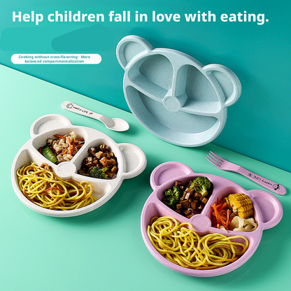 Bear Shaped Divided Plate Kids Tableware Set