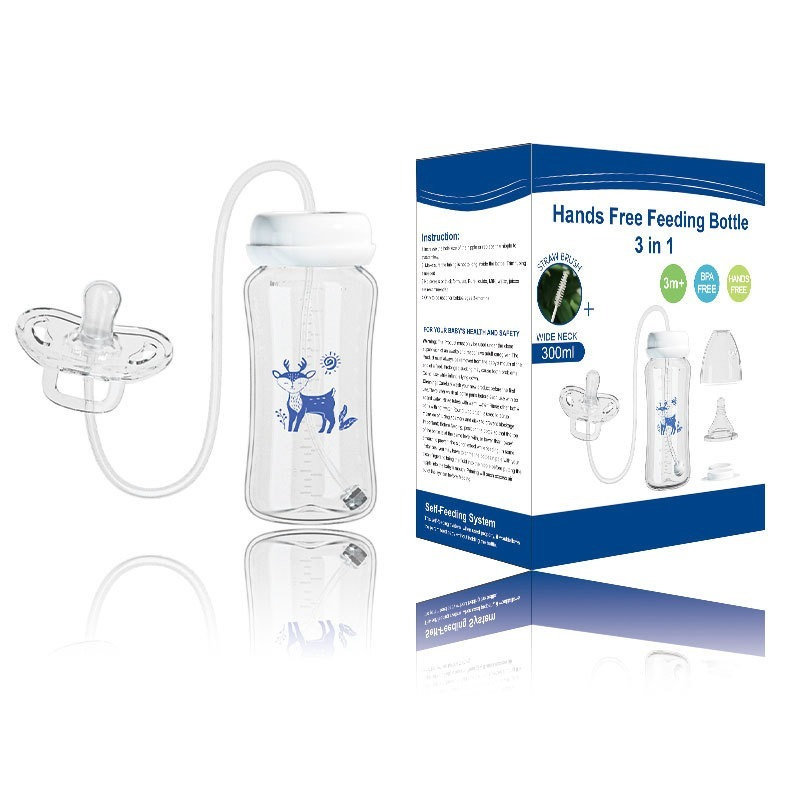 Creative Hands‑Free Baby Bottle, Wide‑Neck PP Feeding Bottle for Baby, 300ml