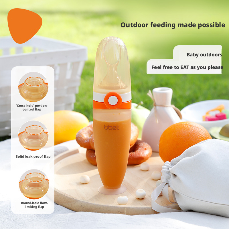 Baby Silicone Squeeze Feeding Spoon, Newborn Food Feeder for Rice Paste & Milk, Anti‑Colic Soft Baby Spoon