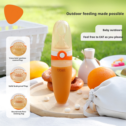 Baby Silicone Squeeze Feeding Spoon, Newborn Food Feeder for Rice Paste & Milk, Anti‑Colic Soft Baby Spoon
