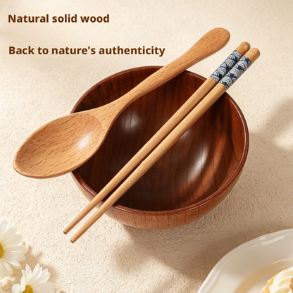 Portable Wooden Chopsticks Spoon Utensil Set with Storage Case, Cartoon Travel Cutlery Kit for Kids, Students & Office Workers