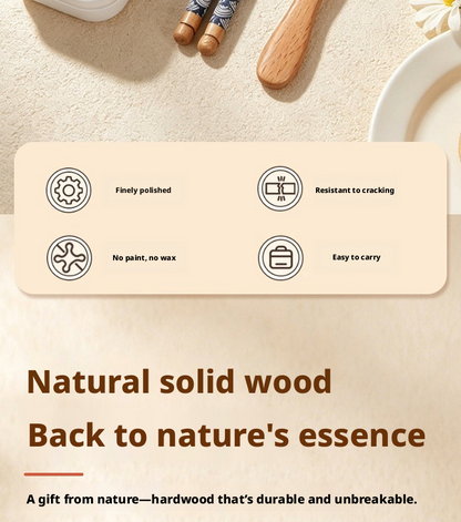 Portable Wooden Chopsticks Spoon Utensil Set with Storage Case, Cartoon Travel Cutlery Kit for Kids, Students & Office Workers