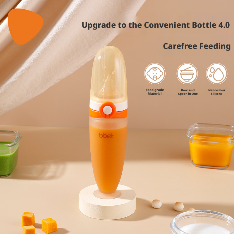 Baby Silicone Squeeze Feeding Spoon, Newborn Food Feeder for Rice Paste & Milk, Anti‑Colic Soft Baby Spoon