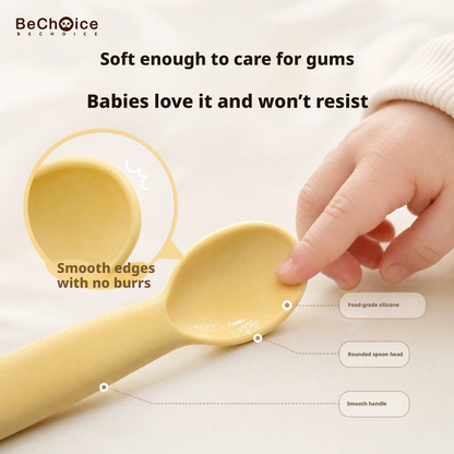 Food‑Grade Silicone Baby Feeding Spoon, Soft Gum‑Friendly Spoon for Infant, Self‑Feeding Training Spoon for Kids