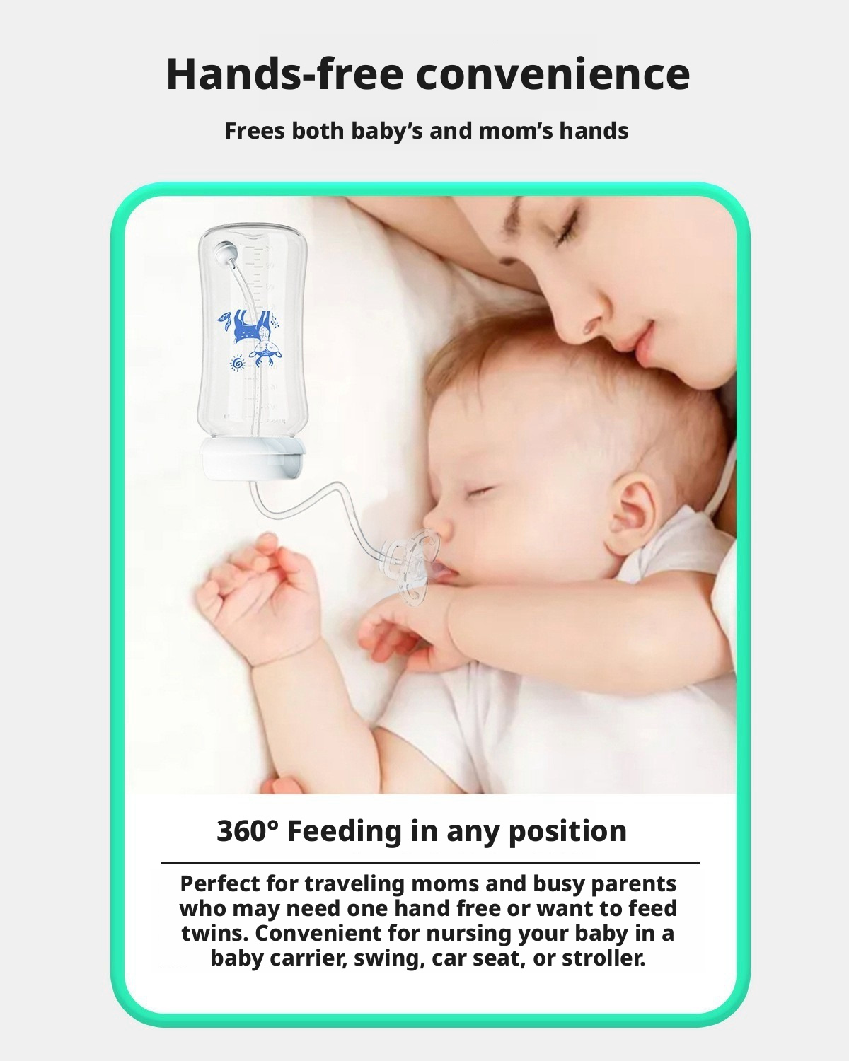 Creative Hands‑Free Baby Bottle, Wide‑Neck PP Feeding Bottle for Baby, 300ml