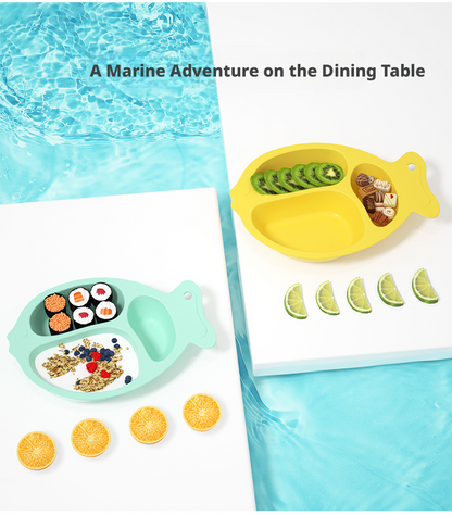Fish‑Shaped Baby Divided Plate, Drop‑Resistant Creative Toddler Feeding Tableware