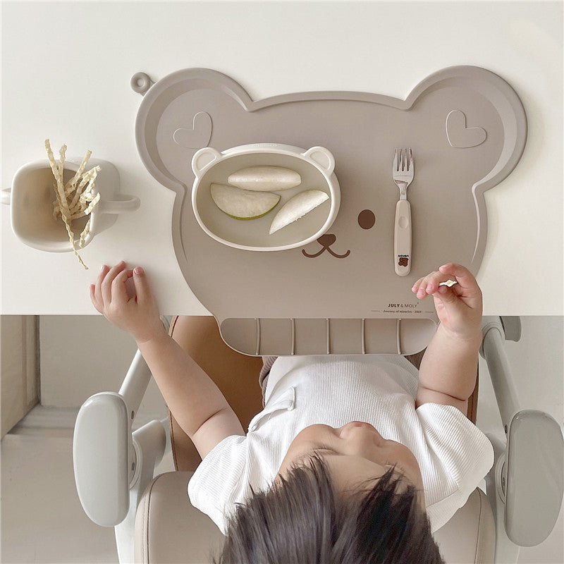 Korean-style baby silicone placemat, waterproof children's bib, portable ins-style infant eating bib and heat insulation mat