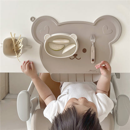 Korean-style baby silicone placemat, waterproof children's bib, portable ins-style infant eating bib and heat insulation mat