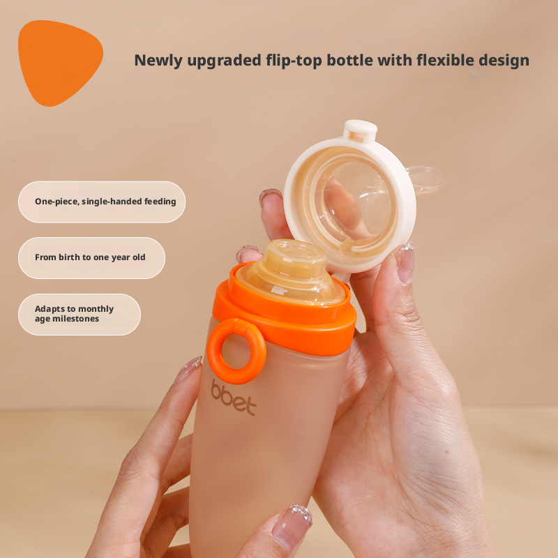 Baby Silicone Squeeze Feeding Spoon, Newborn Food Feeder for Rice Paste & Milk, Anti‑Colic Soft Baby Spoon