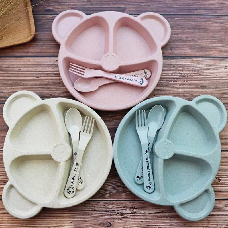 Bear Shaped Divided Plate Kids Tableware Set