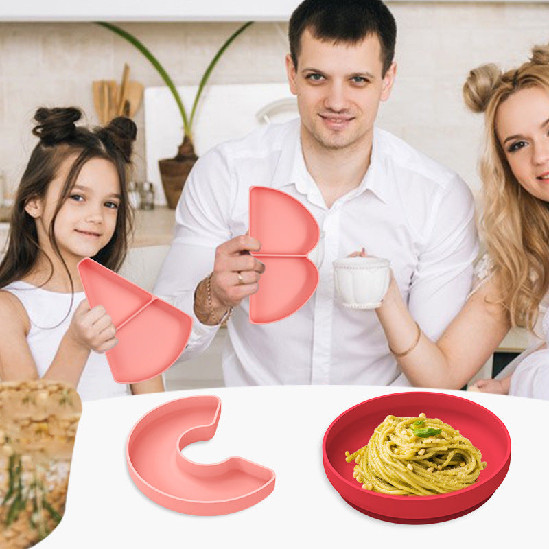 Custom Cross-border Creative Divided Suction Plate, Kids Plate, Baby Feeding Tableware, Complementary Food Bowl, Divided Dinner Plate