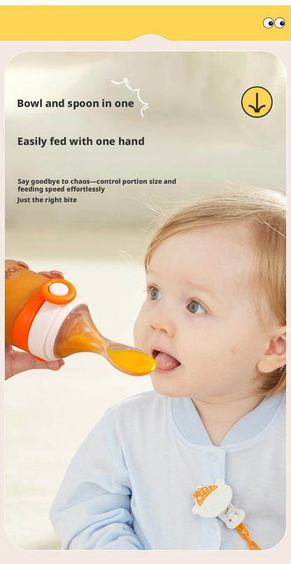 Baby Silicone Squeeze Feeding Spoon, Newborn Food Feeder for Rice Paste & Milk, Anti‑Colic Soft Baby Spoon