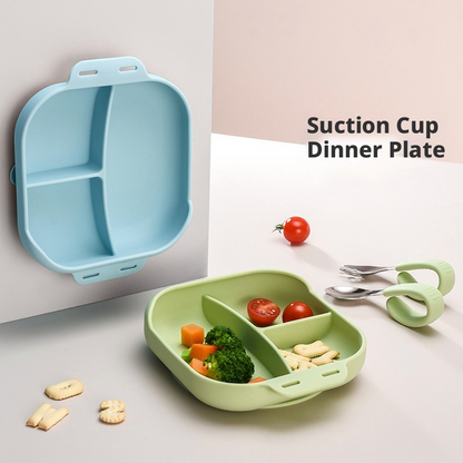 Strong Suction Silicone Baby Divided Plate, Shatter‑Proof Toddler Self‑Feeding Feeding Bowl