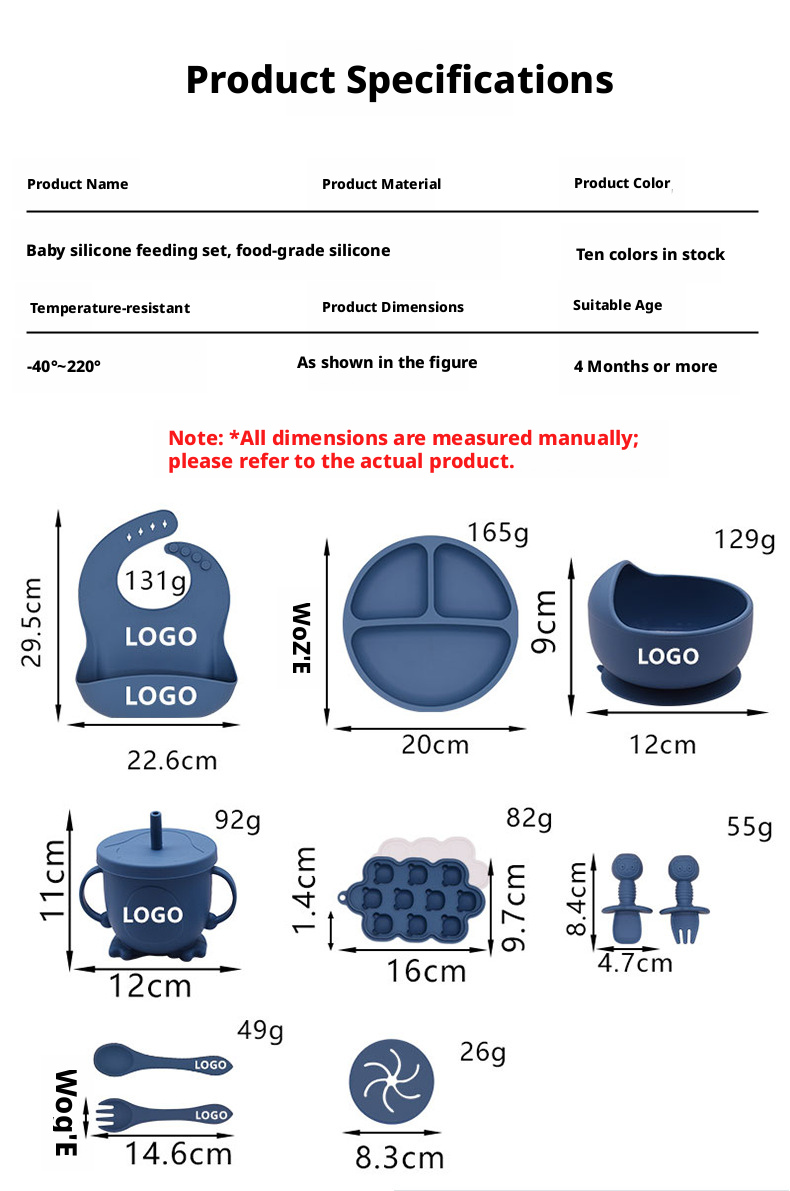 10‑Pcs Baby Silicone Feeding Tableware Complete Set