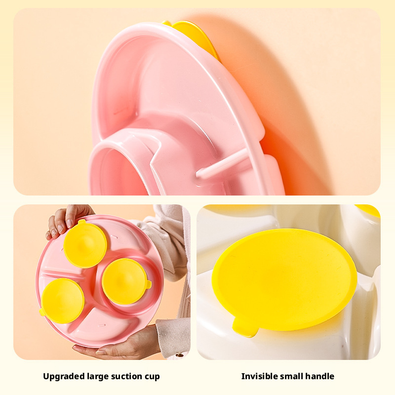 Wheat Straw Plastic Divided Plate, Unbreakable Kids Compartment Tray, Portable Separate Food Plate for Home Picnic