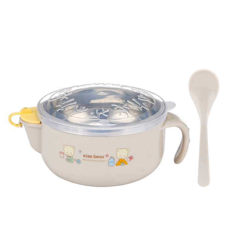 Children's Water Injection Insulated Bowl, Baby Food Bowl, Stainless Steel Kids Bowl with Lid, Shockproof and Heat-resistant