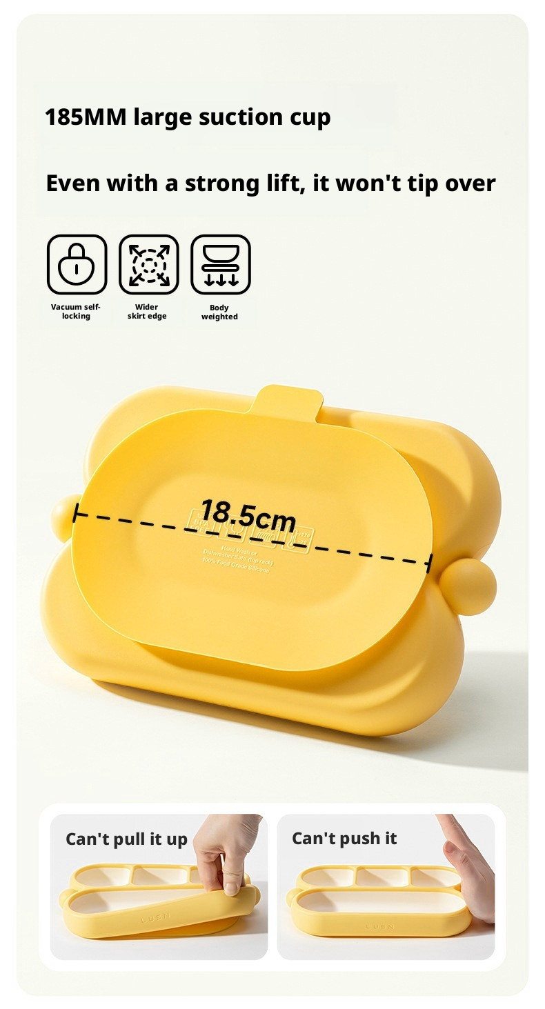 One‑Piece Silicone Divided Baby Suction Plate, Self‑Feeding Training Plate for Infants