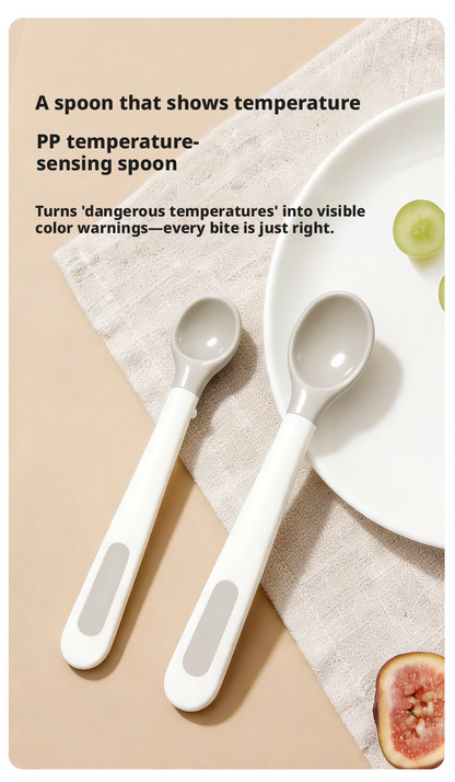 Newborn Temperature‑Sensing Spoon Set, Portable Kids Feeding Tableware Kit