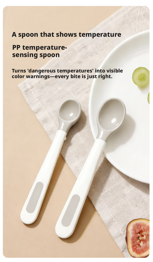 Newborn Temperature‑Sensing Spoon Set, Portable Kids Feeding Tableware Kit