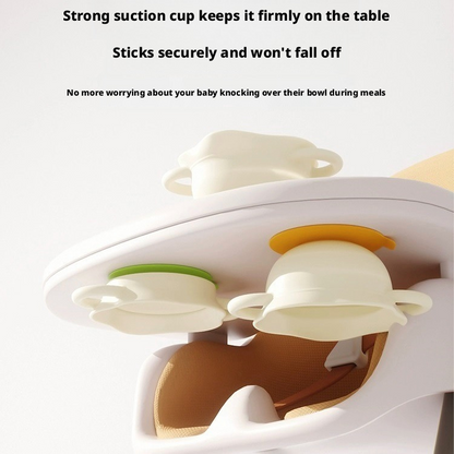 Food‑Grade Silicone Baby Suction Bowl, Foldable Cartoon Toddler Feeding Bowl for Baby Complementary Food