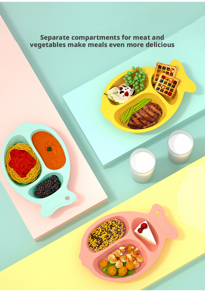 Fish‑Shaped Baby Divided Plate, Drop‑Resistant Creative Toddler Feeding Tableware