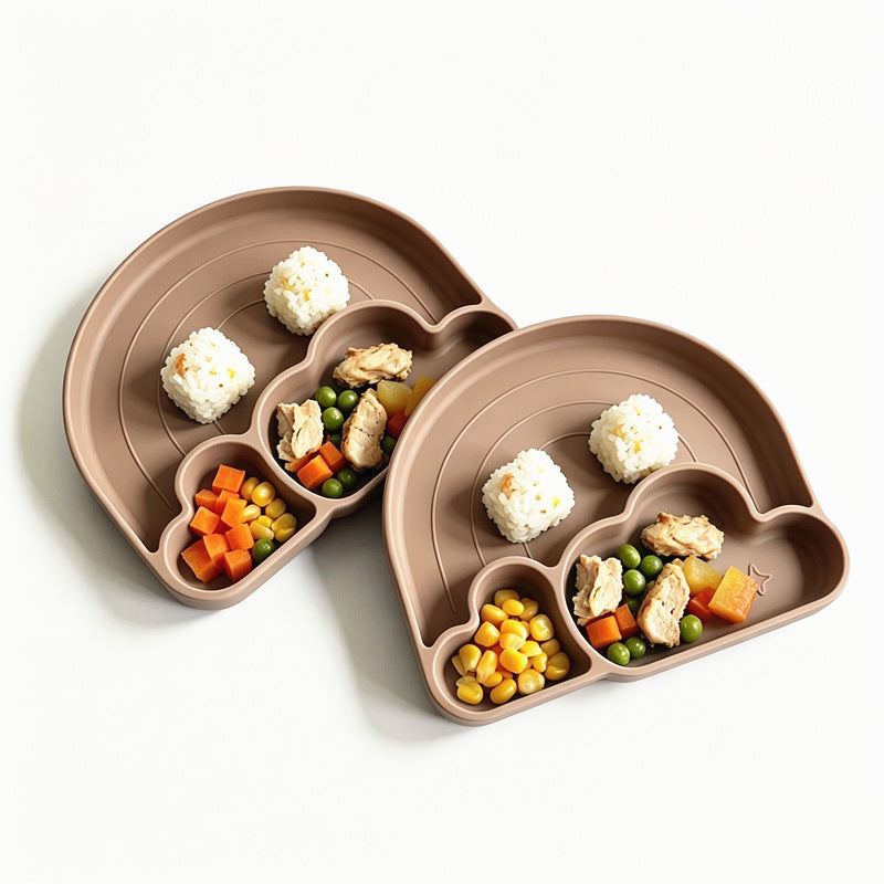 Rainbow Cloud Silicone Divided Plate, Food Grade Baby Suction Plate, Toddler Feeding Tableware