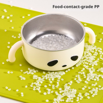 Cute Panda 316 Stainless Steel Baby Feeding Bowl, Detachable Easy‑Clean Toddler Bowl with Handles & Lid for Self‑Feeding