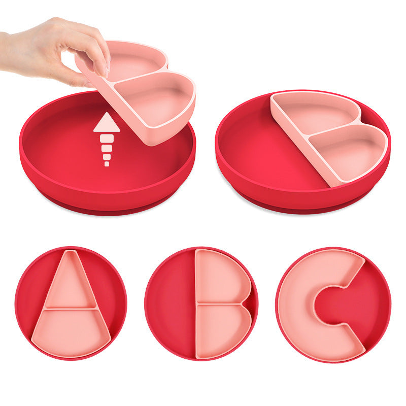Custom Cross-border Creative Divided Suction Plate, Kids Plate, Baby Feeding Tableware, Complementary Food Bowl, Divided Dinner Plate