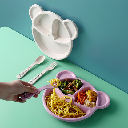 Bear Shaped Divided Plate Kids Tableware Set