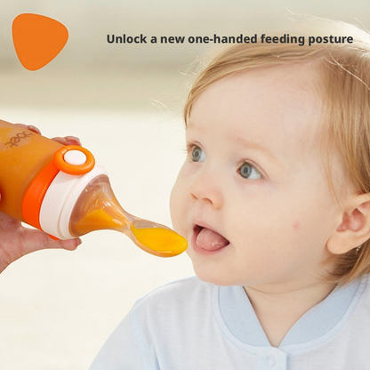 Baby Silicone Squeeze Feeding Spoon, Newborn Food Feeder for Rice Paste & Milk, Anti‑Colic Soft Baby Spoon
