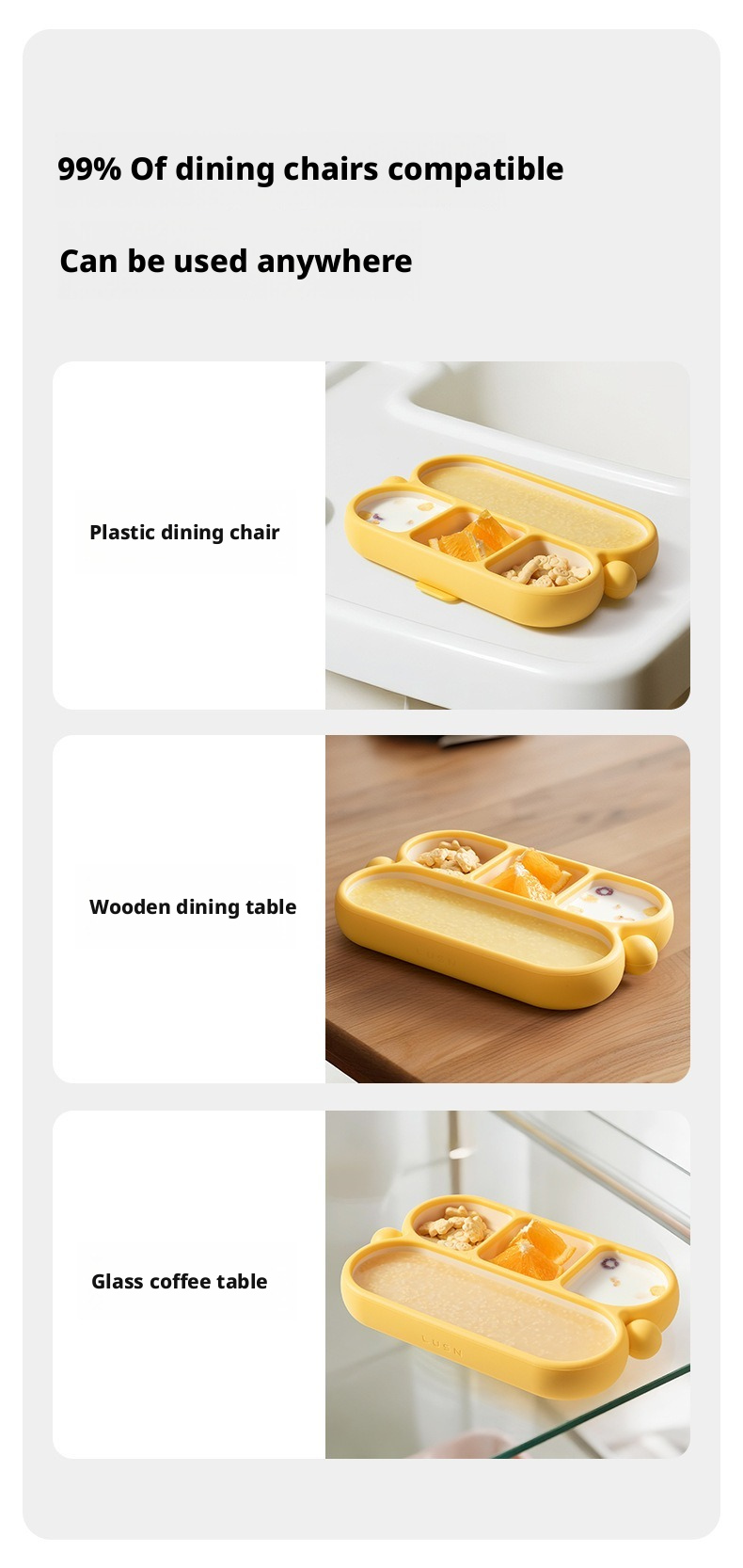 One‑Piece Silicone Divided Baby Suction Plate, Self‑Feeding Training Plate for Infants
