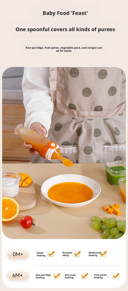 Baby Silicone Squeeze Feeding Spoon, Newborn Food Feeder for Rice Paste & Milk, Anti‑Colic Soft Baby Spoon