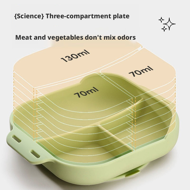 Silicone Divided Kids Plate with Suction Cup, Drop‑Resistant Baby Self‑Feeding Tableware for Homemade Complementary Food Bowls
