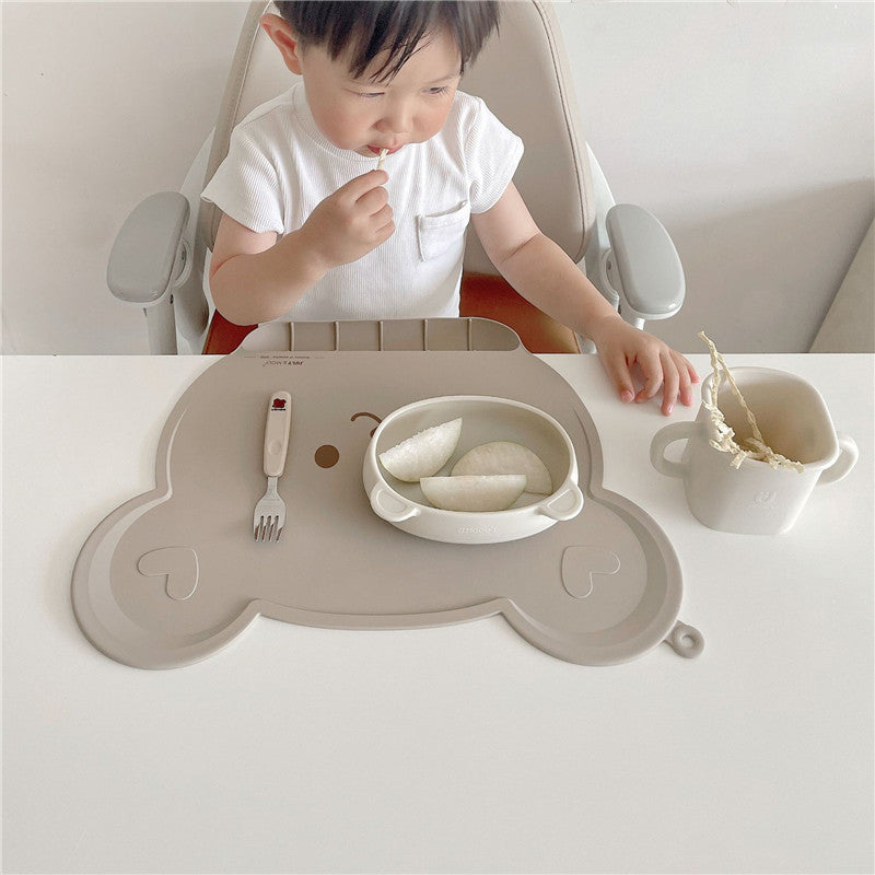Korean-style baby silicone placemat, waterproof children's bib, portable ins-style infant eating bib and heat insulation mat