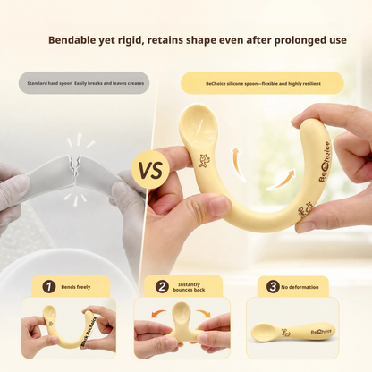 Food‑Grade Silicone Baby Feeding Spoon, Soft Gum‑Friendly Spoon for Infant, Self‑Feeding Training Spoon for Kids