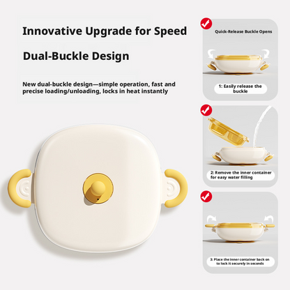 Baby Water‑Filled Insulated Plate, PPSU Divided Suction Toddler Plate for Self‑Feeding