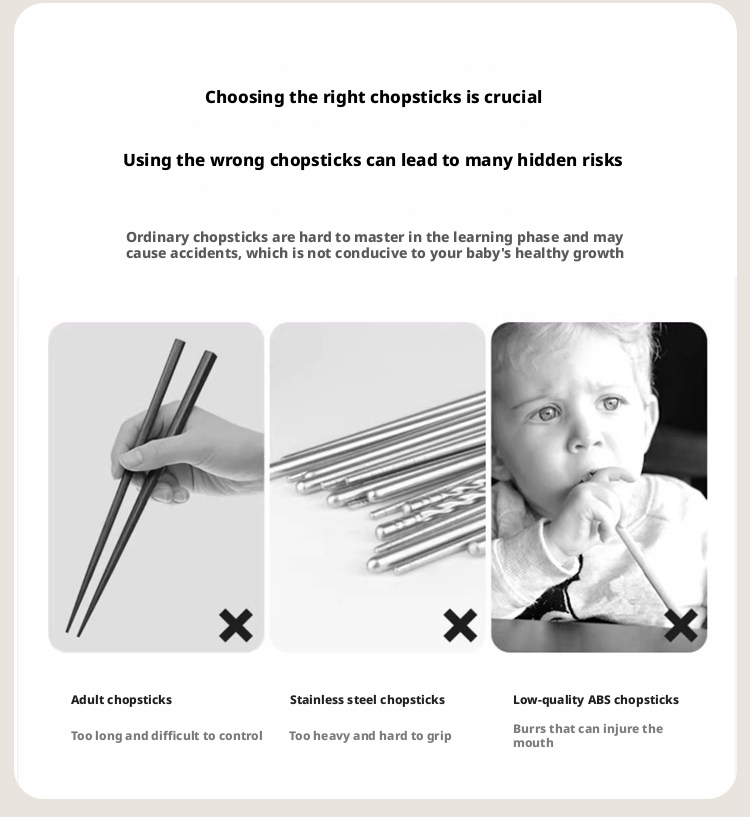 Solid Wood Toddler Training Chopsticks, Ergonomic Tiger‑Grip Auxiliary Chopsticks for Kids Self‑Feeding