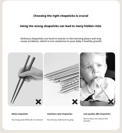 Solid Wood Toddler Training Chopsticks, Ergonomic Tiger‑Grip Auxiliary Chopsticks for Kids Self‑Feeding