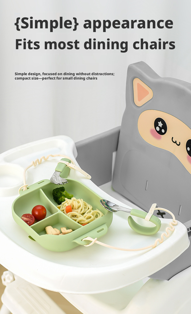 Strong Suction Silicone Baby Divided Plate, Shatter‑Proof Toddler Self‑Feeding Feeding Bowl